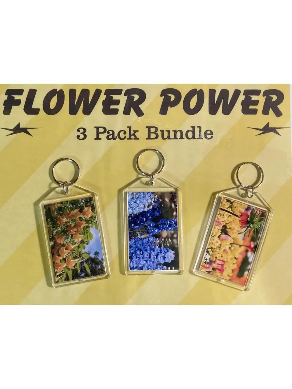 3685B Threefer Bundle Angel's Trumpets/Delphinium/Crown Imperial Keychain